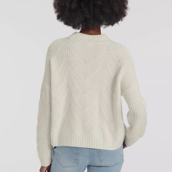 NEW $188 Splendid Women's White Chunky Knit Pullover Crewneck Sweater Size L - Picture 2 of 6